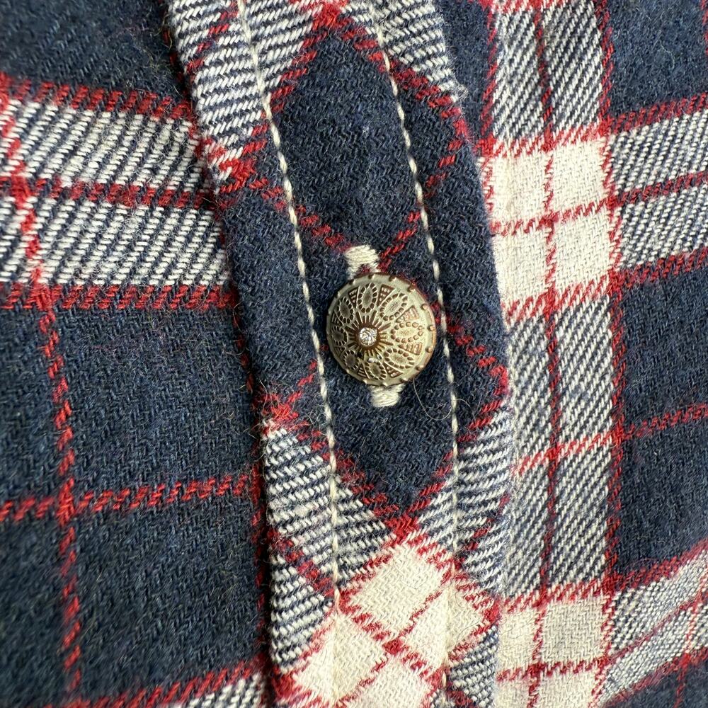 Grace in LA Embroidered Western shirt - Blue Plaid Boho Floral Cowgirl Size S - Picture 6 of 15